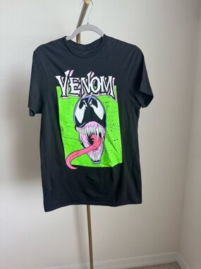 Marvel Venom Black Tee with Neon Green & Pink Graphic